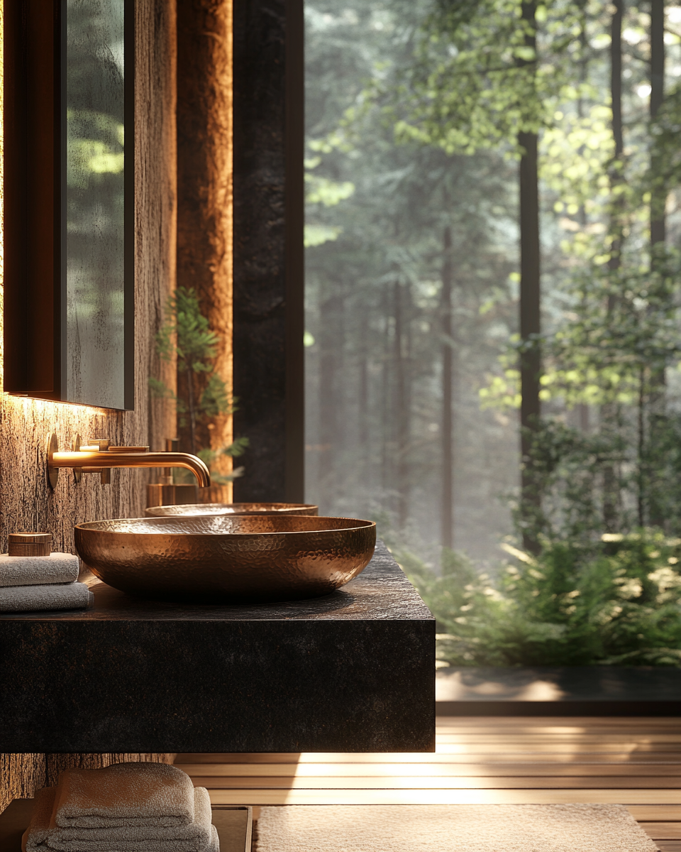 Hand-hammered copper basin