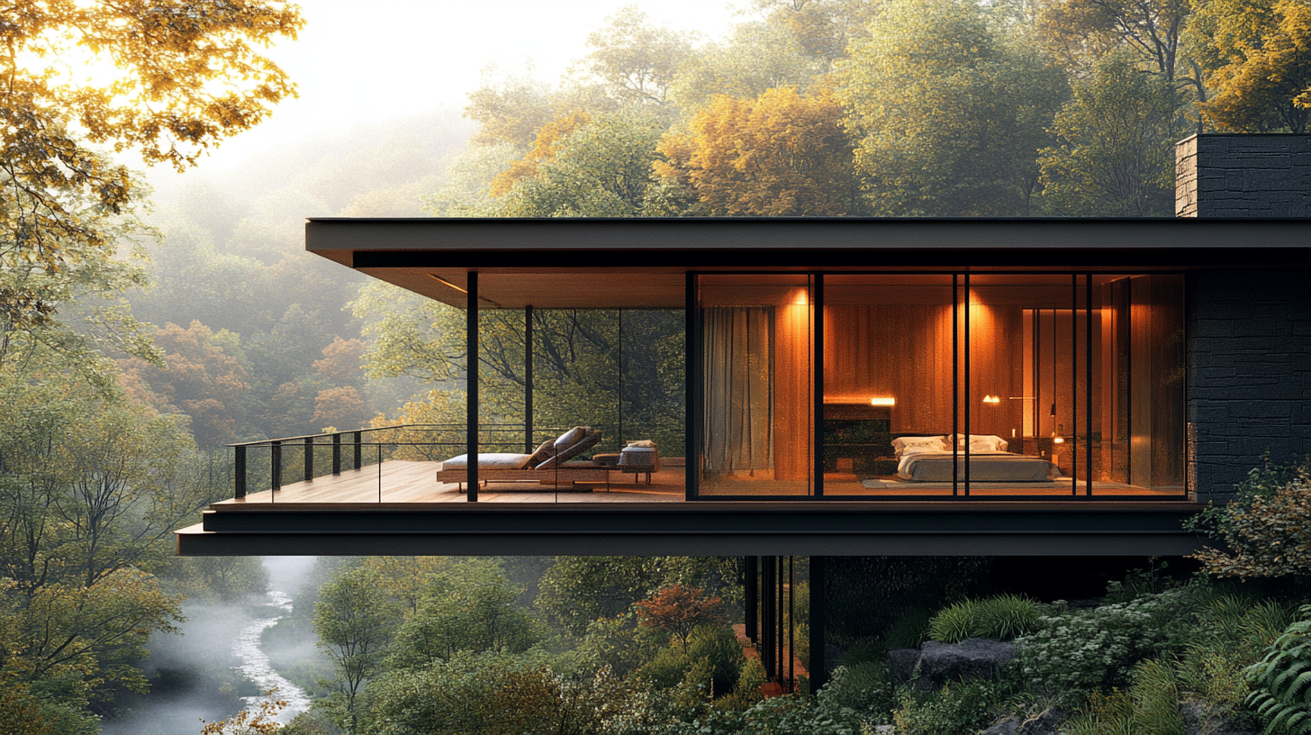 The Terrace — cantilevered over the creek, autumn