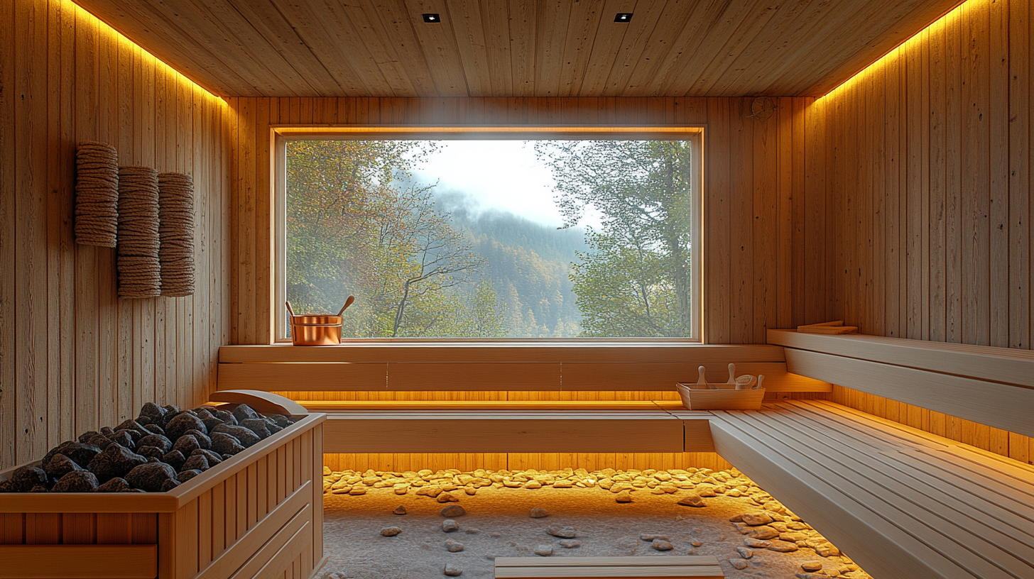 The Private Sauna — cedar-lined, mountain view
